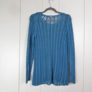 J. Jill Linen Sweater SZ XS Chunky Open Stitch Knit Long Sleeve Scoop Neck